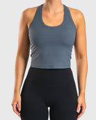Steel Blue Tank Top - Peach Tights - Sports - Bra