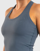 Steel Blue Tank Top - Peach Tights - Sports - Bra