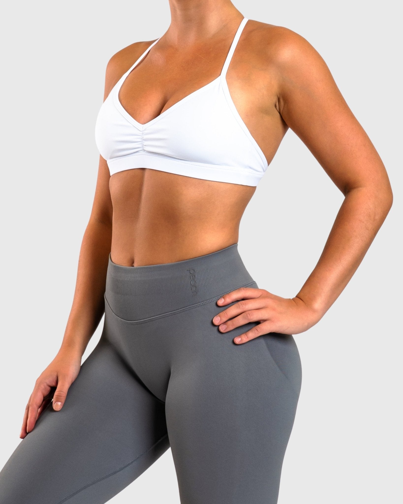 White Athleisure Sports - bra - Peach Tights - Sports - Bra