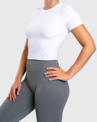 White Dry - Fit Cropped T-shirt - Peach Tights - T-shirt