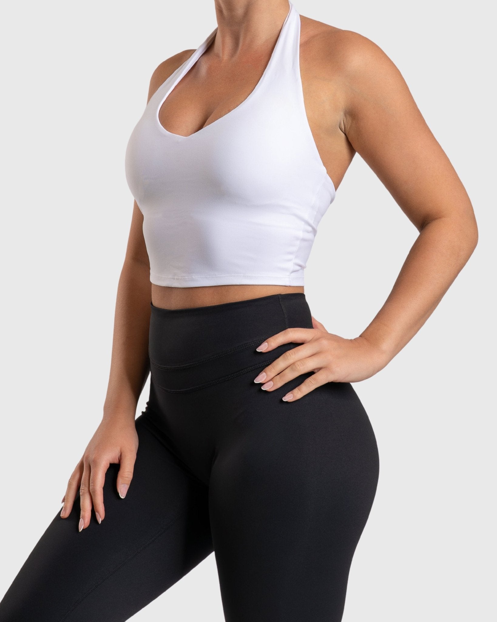 White Lush Halterneck Topp - Peach Tights - Sports - Bra