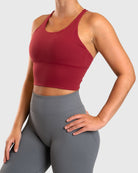 Wine Red Cross Topp - Peach Tights - Sports - Bra