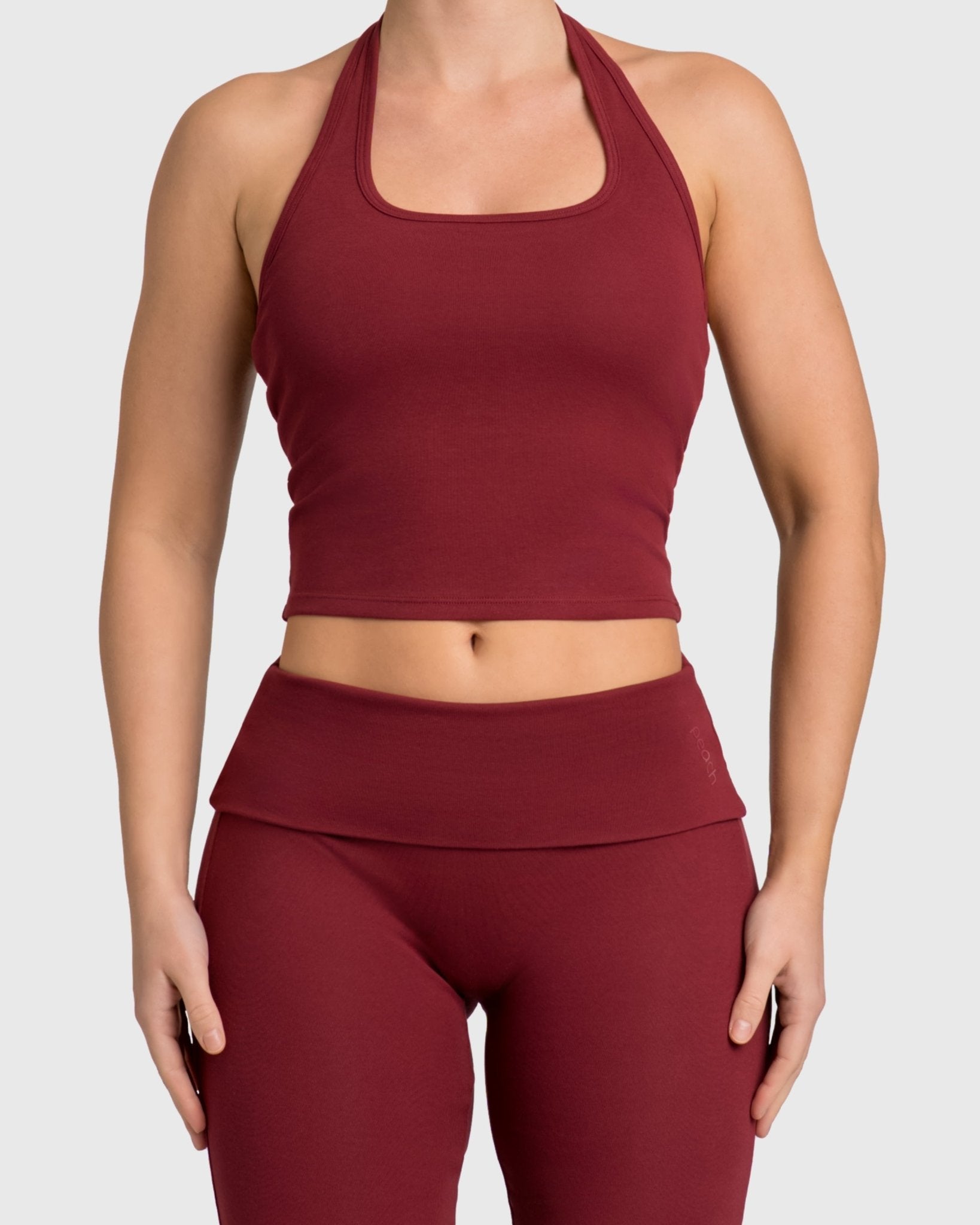 Wine Red Flow Halterneck Topp - Peach Tights - Sports - Bra