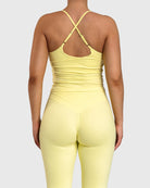 Yellow Velocity Singlet - Peach Tights - Sports - Bra