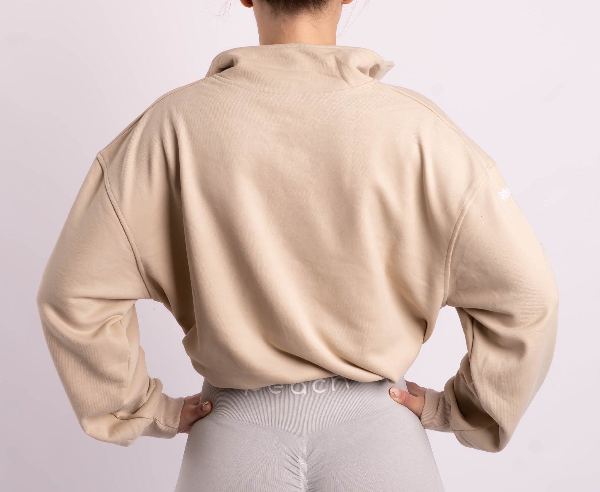 Beige Half Zip Pullover | Sweatshirt – Peach Tights