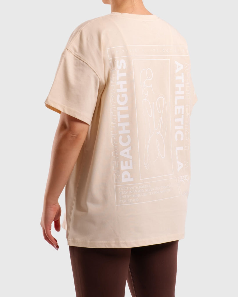 Beige Oversized Athletic T-Shirt - Peach Tights -
