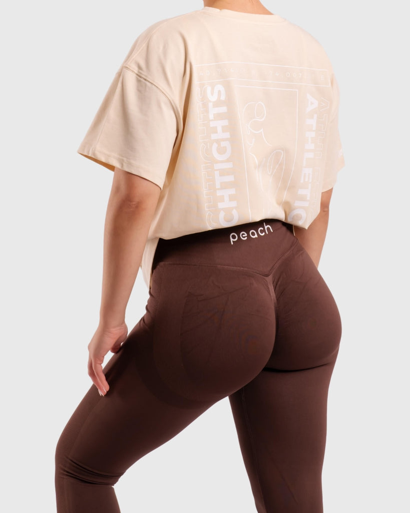 Beige Oversized Athletic T-Shirt - Peach Tights -