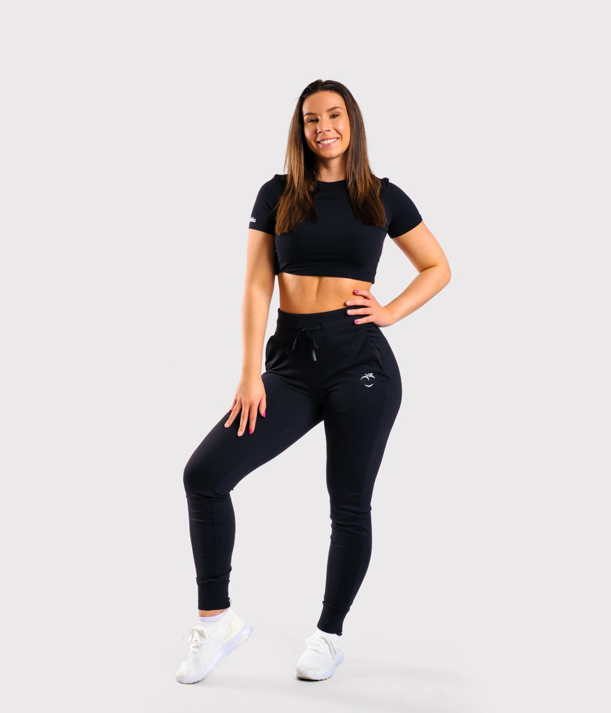 Black Active Sweatpants - Peach Tights - Sweatpants