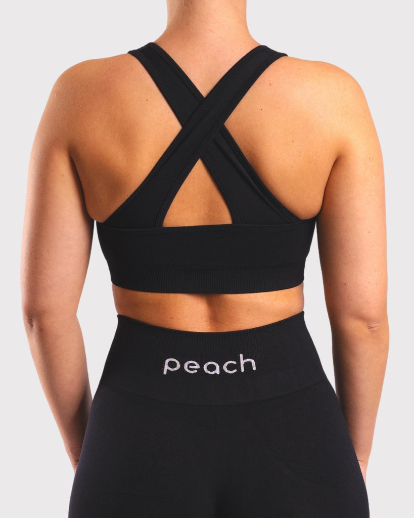 Black Classic Deluxe Sports-bra - Peach Tights -