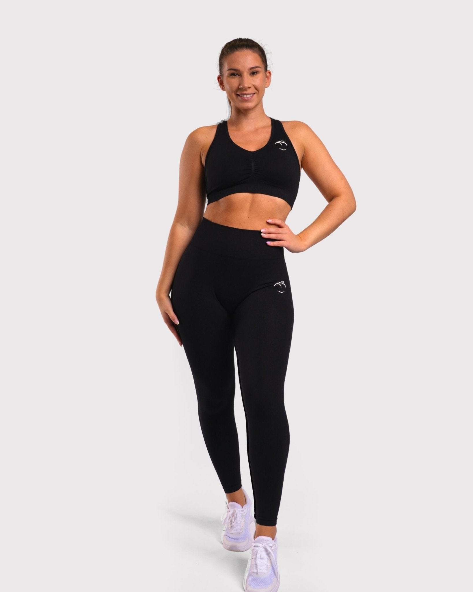 Black Classic Deluxe Sports-bra - Peach Tights -