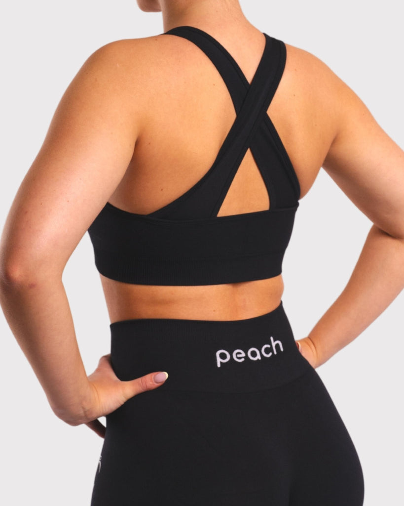 Black Classic Deluxe Sports-bra - Peach Tights -