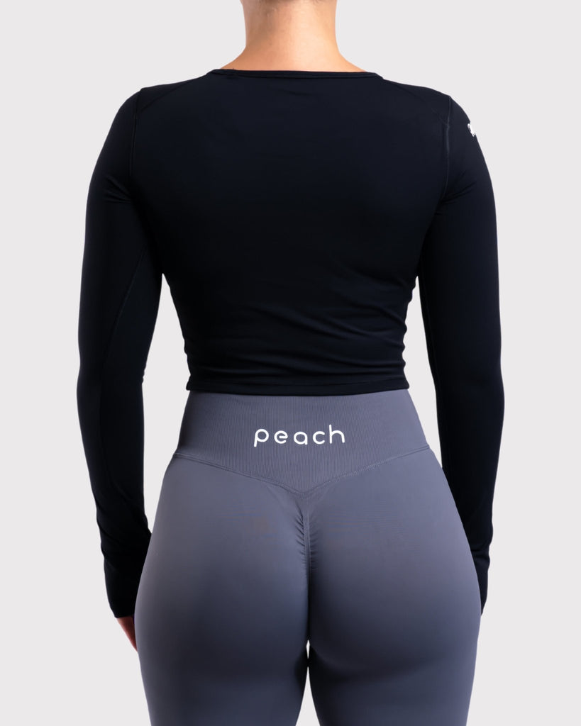 Black Cropped Long Sleeve - Peach Tights -