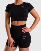 Black Deluxe T-shirt - Peach Tights -