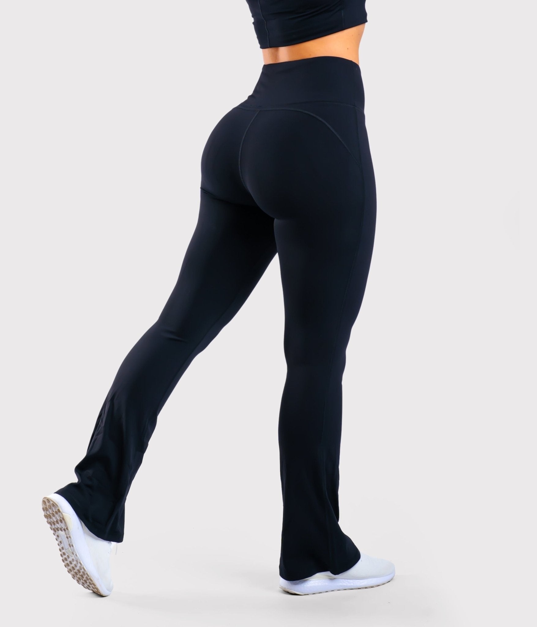 Black Flared Yoga - Peach Tights -