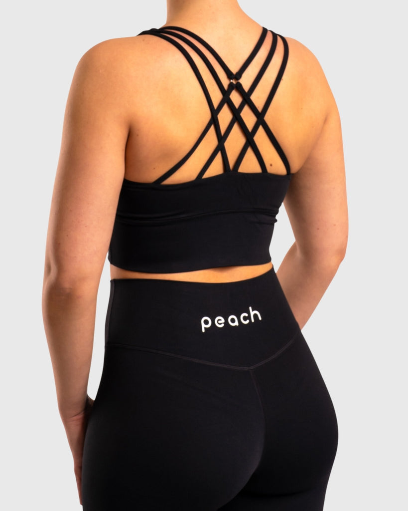 Black Pure-Fit Sports-bra - Peach Tights -