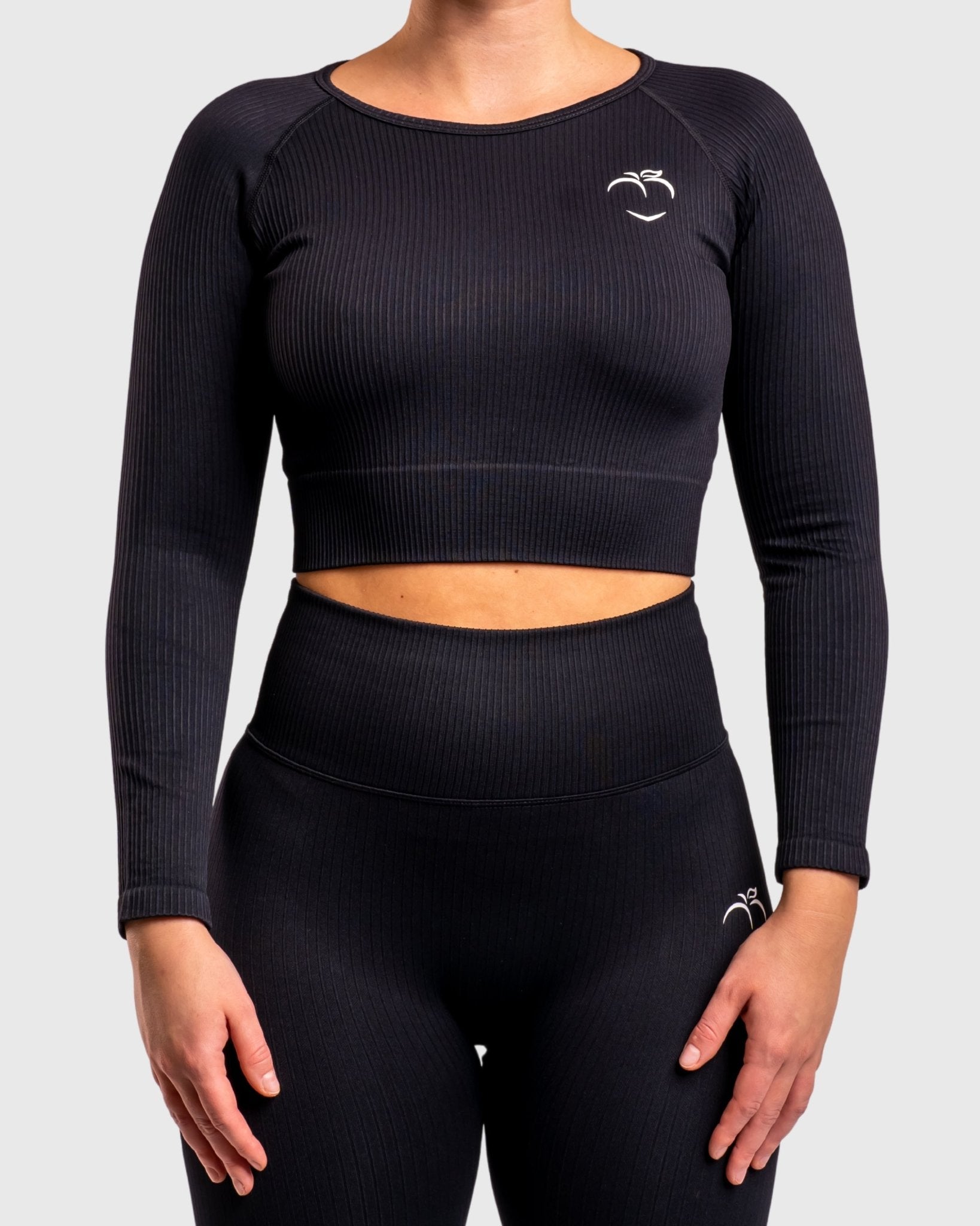Black Ribbed Long Sleeve - Peach Tights - Long sleeve