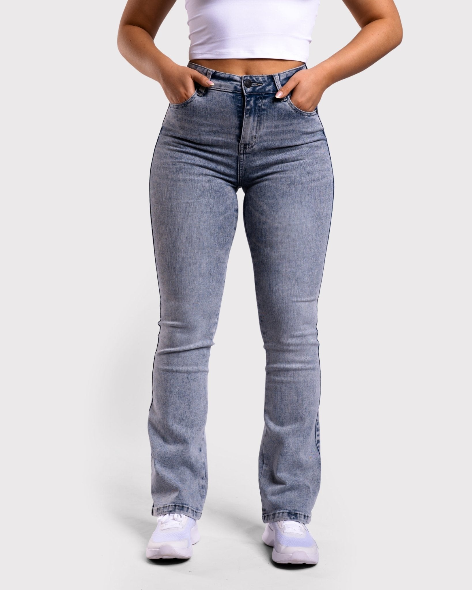 Blue Mist Flared Jeans - Peach Tights -