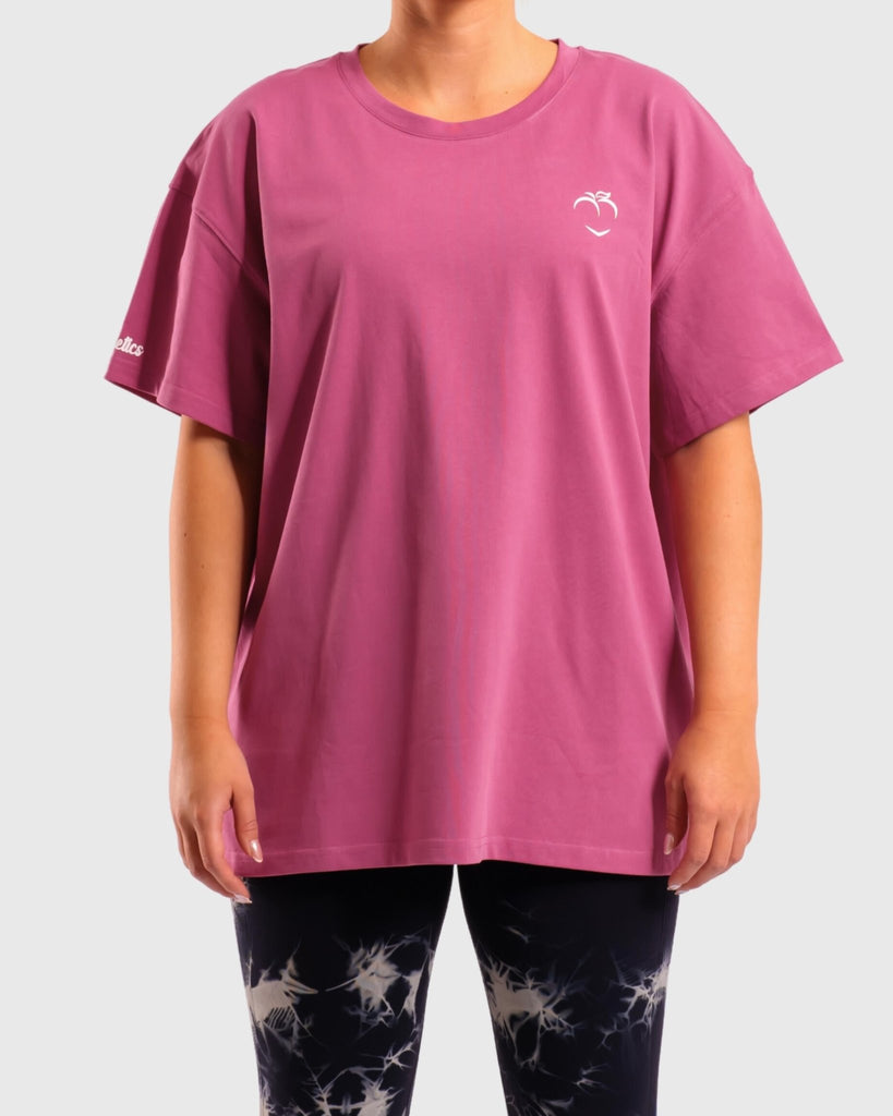 Burgundy Oversized Athletic T-Shirt - Peach Tights -