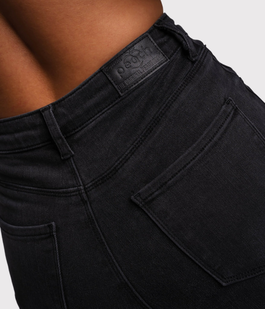 Dark Grey Skinny Jeans - Peach Tights -