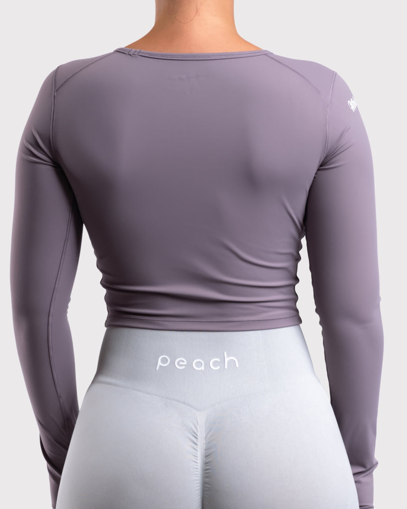Dark Purple Cropped Long Sleeve - Peach Tights -