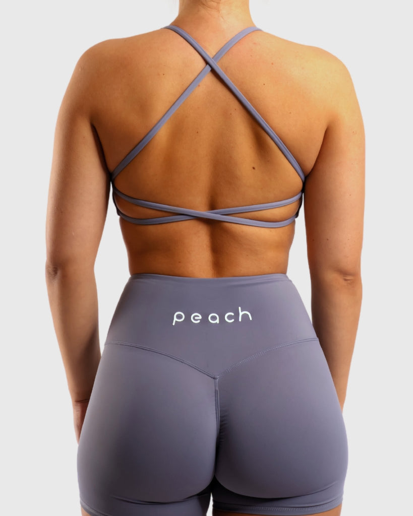 Grey Twist Sports-bra - Peach Tights -
