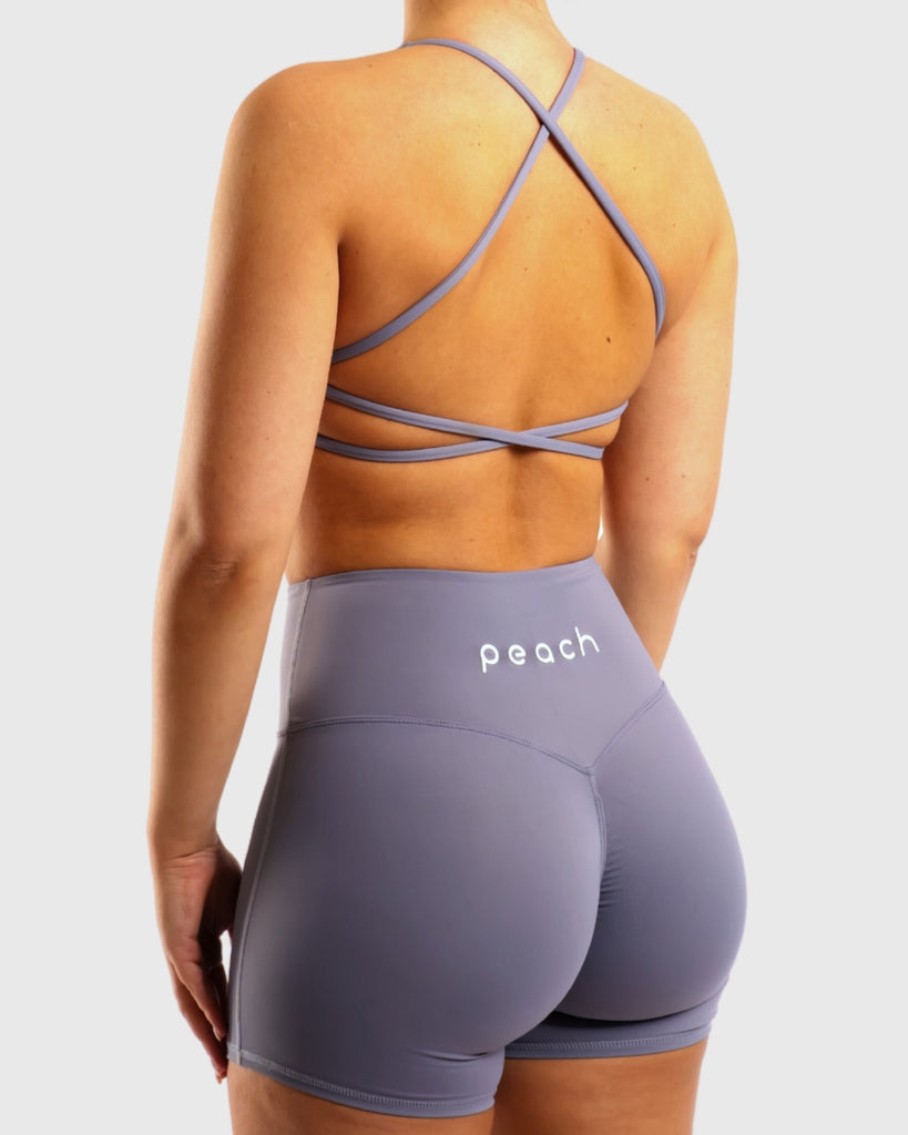 Grey Twist Sports-bra - Peach Tights -