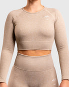 Khaki Ribbed Long Sleeve - Peach Tights - Long sleeve