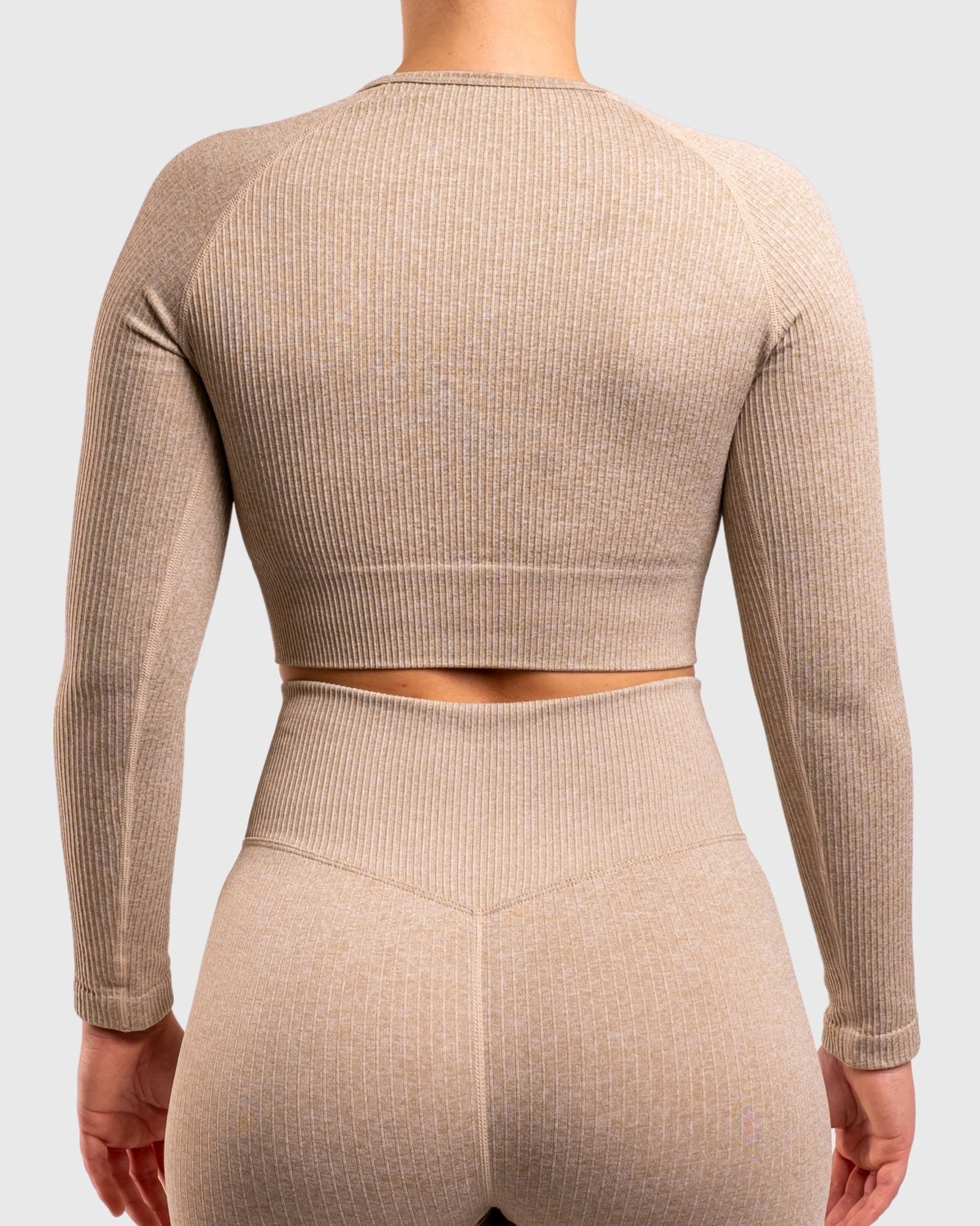 Khaki Ribbed Long Sleeve - Peach Tights - Long sleeve