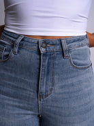 Light Blue Flared Jeans - Peach Tights -