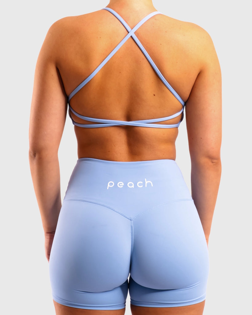 Light Blue Twist Sports-bra - Peach Tights -