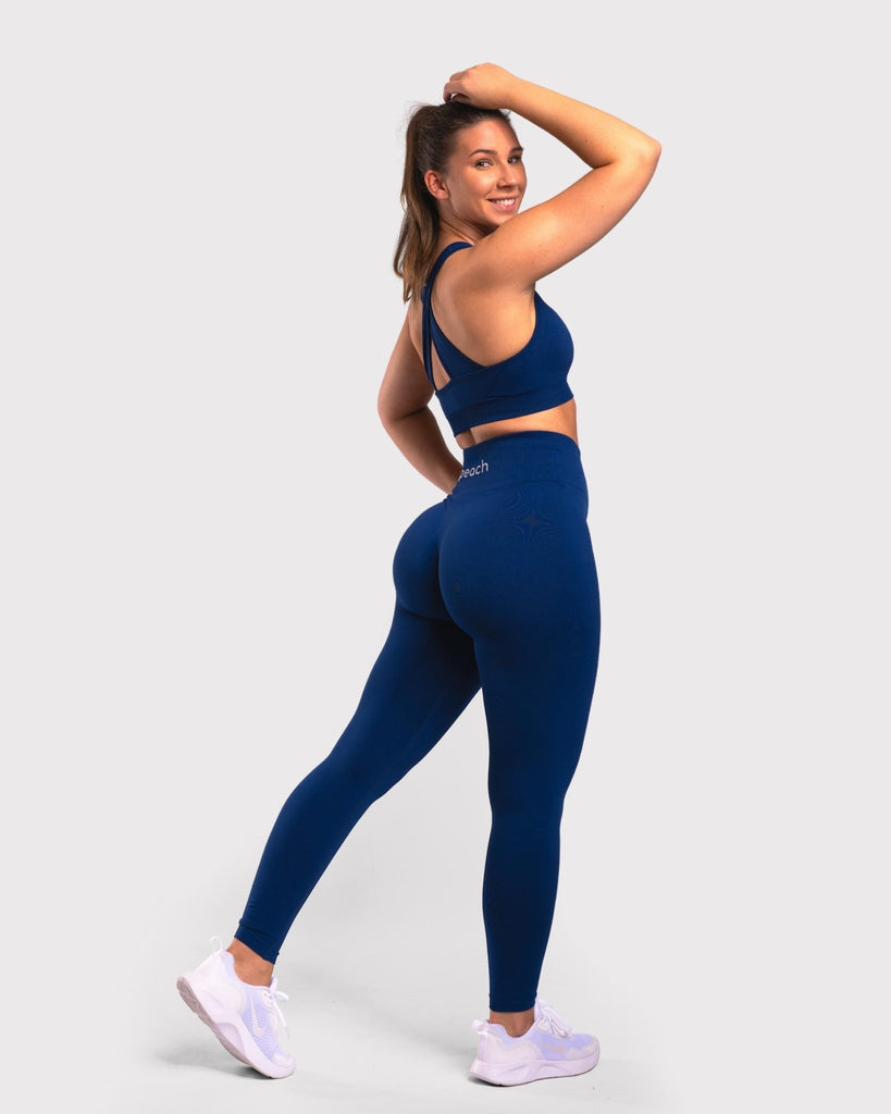 Navy Blue Classic Deluxe Sports-bra - Peach Tights -