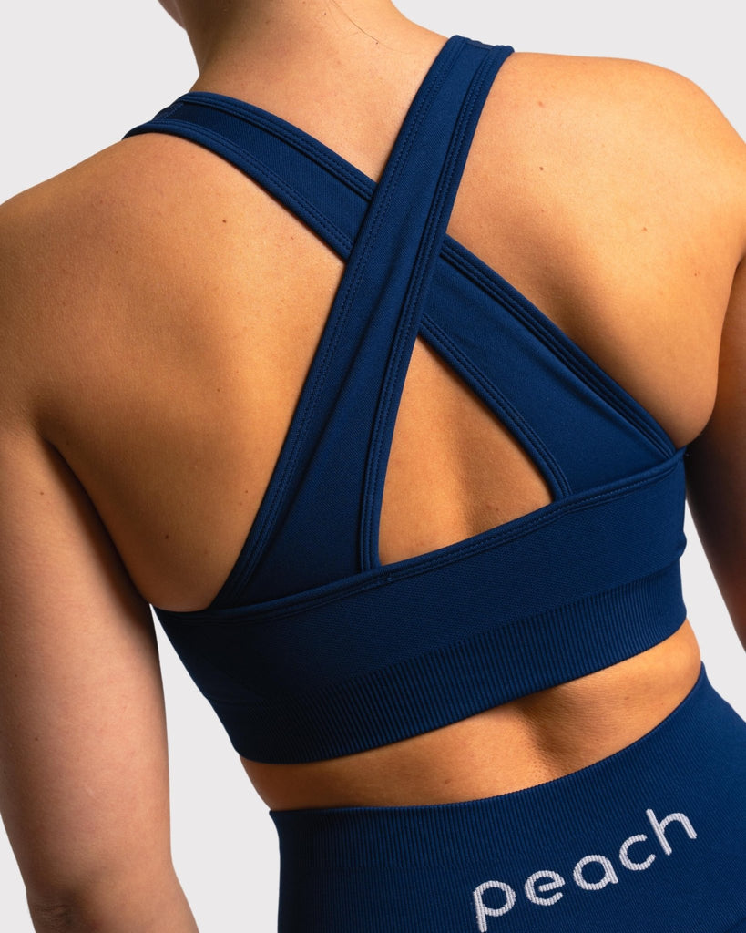 Navy Blue Classic Deluxe Sports-bra - Peach Tights -
