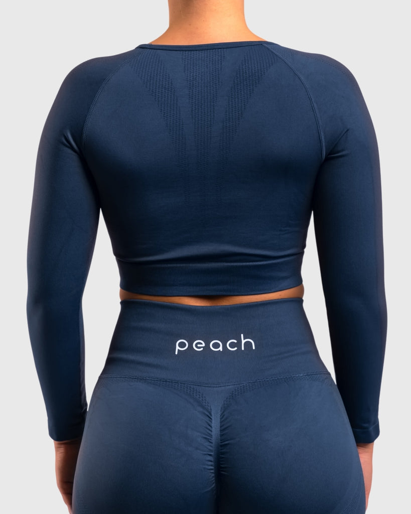 Navy Blue Lux Seamless Long Sleeve - Peach Tights - Long sleeve