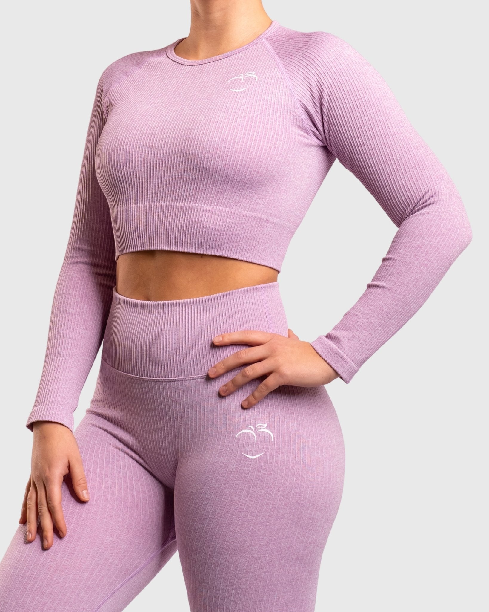 Pink Ribbed Long Sleeve - Peach Tights - Long sleeve