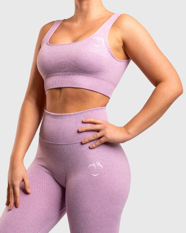 Pink Ribbed Sports-Bra