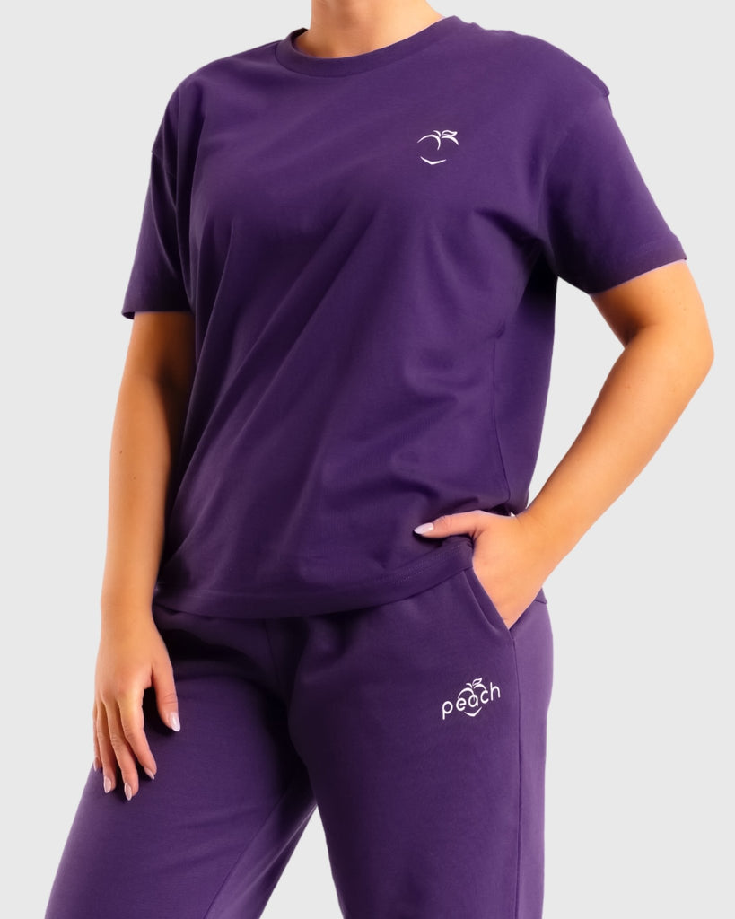 Purple Basic Oversized T-Shirt - Peach Tights -