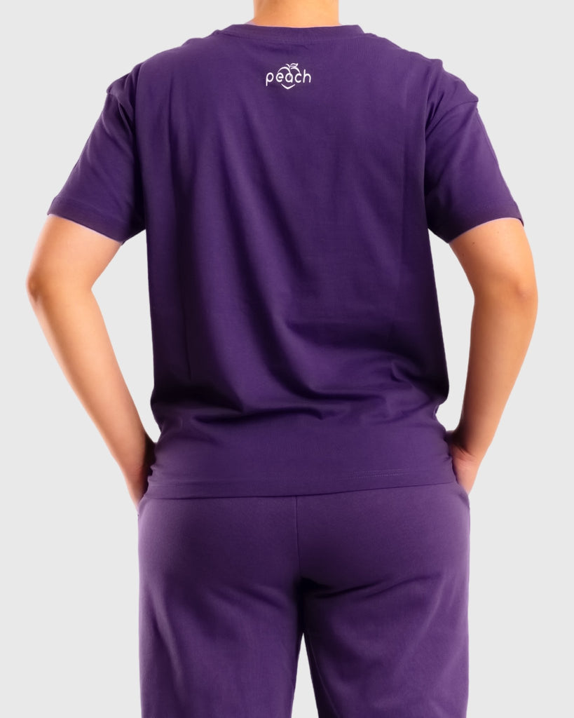 Purple Basic Oversized T-Shirt - Peach Tights -
