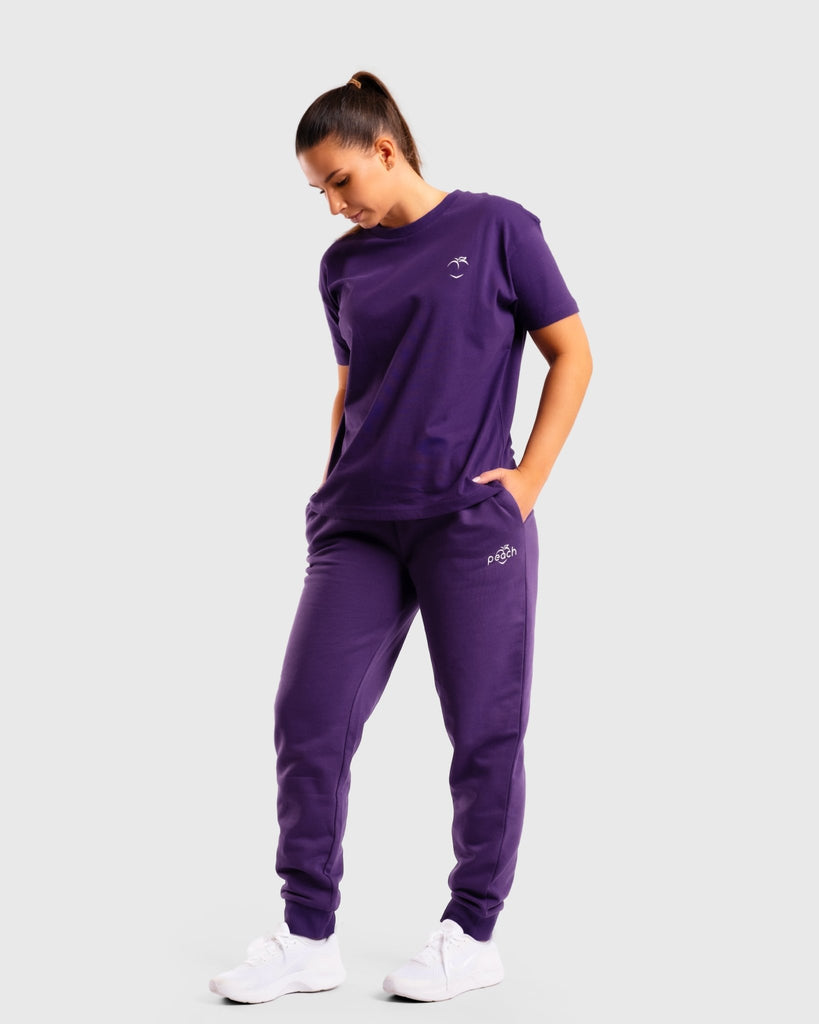 Purple Basic Sweatpants - Peach Tights -