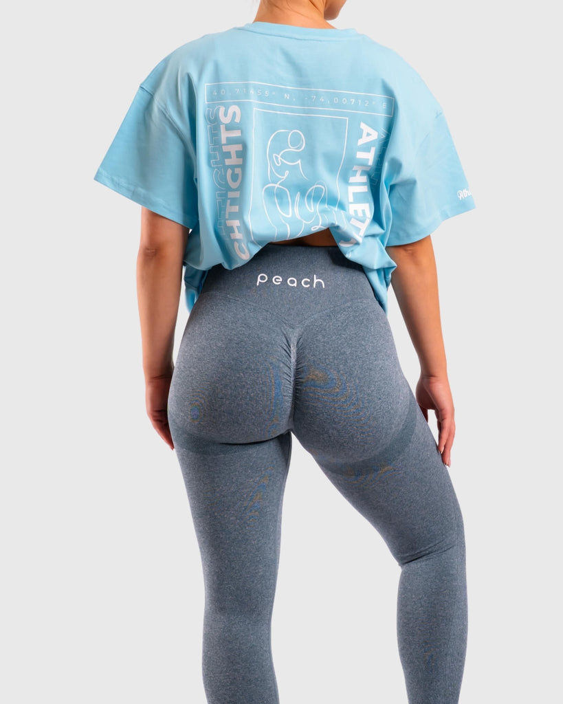 Sky Blue Oversized Athletic T-Shirt - Peach Tights -