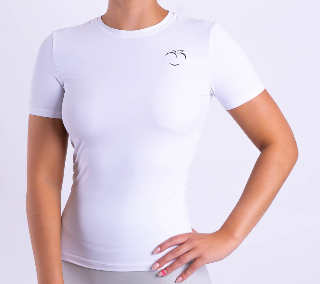 White Dry-fit Regular T-Shirt - Peach Tights -