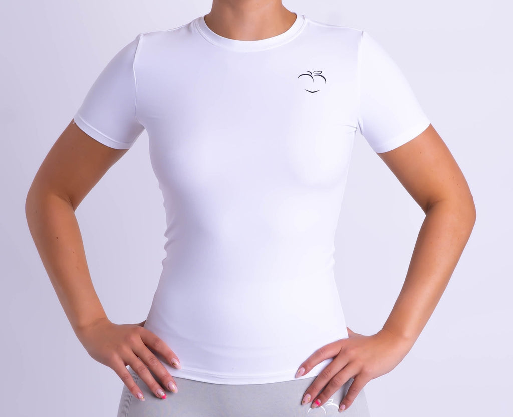 White Dry-fit Regular T-Shirt - Peach Tights -